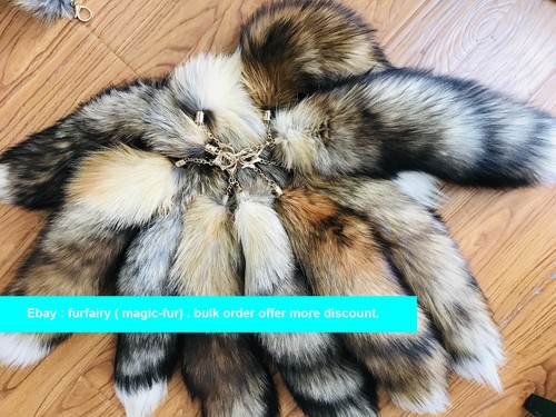 Wholesale 50pcs/ lot 16"-18" Real Fox Tail Fur Tail Keychain Bag Pendant Cospaly - Picture 14 of 29
