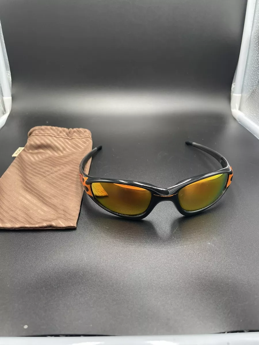 Oakley New Straight Jet Black-Orange Flames w/ Fire Polarized lenses eBay