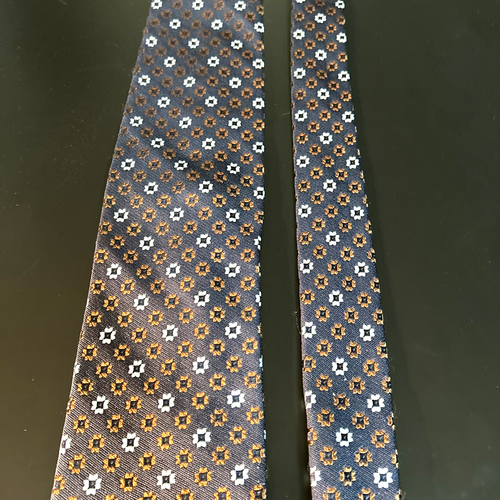 Ermenegildo Zegna Men’s Neck Tie 100% Silk Dark Blue Bronze White Stars - Picture 2 of 7