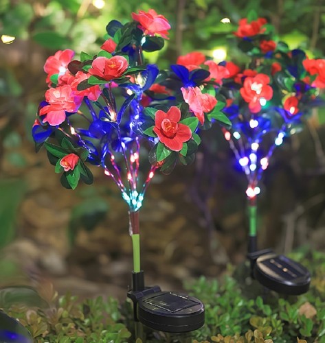 Solar Power Flower Lights 42 LED Outdoor Garden Landscape Yard Stake Lamp Decor - Picture 15 of 20