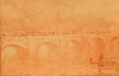 Waterloo Bridge: soleil voilé. Radierung von Charles Waltner nach Claude Monet 1904