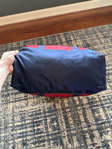 Vintage L.L. Bean Boat And Tote Red And Blue Nylon Tote Bag XL Zipper Top - Picture 6 of 10
