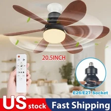 40W Socket Fan Light Ceiling Fans With Lights w/Remote Dimmable LED Ceiling Fan
