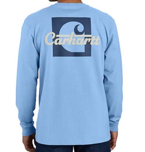 Carhartt 2XL Loose Fit Heavyweight Long Sleeve Graphic Pocket Skystone Blue Rare - Picture 4 of 10