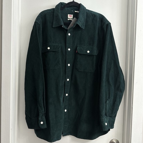 $70 LEVI'S Men's XL Relaxed Worker Shirt Jacket Corduroy Green Button-Up Shacket