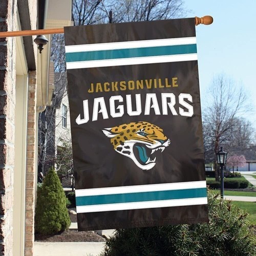 Jacksonville Jaguars Double Sided Banner Flag Embroidered Applique 44x28 Inch - Picture 2 of 2