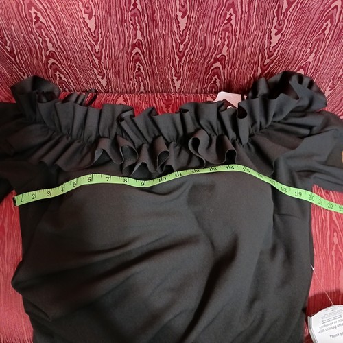 XSCAPE Ruffle Neck Jet Black Elegant Evening Dress Women's Size 16W NWT $249 - Picture 15 of 17