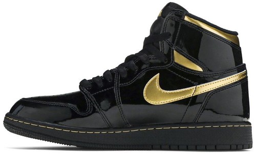 Air Jordan 1 Retro High OG Grade School Black Metallic Gold 575441-032 - Picture 3 of 8