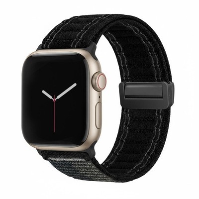 Smartwatch Armband für Apple Watch Series 8 41mm Textil Magnetverschluss Schwarz