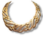 Retro Bold Costume Jewelry 1980s Chunky Gold-Tone Statement Necklace