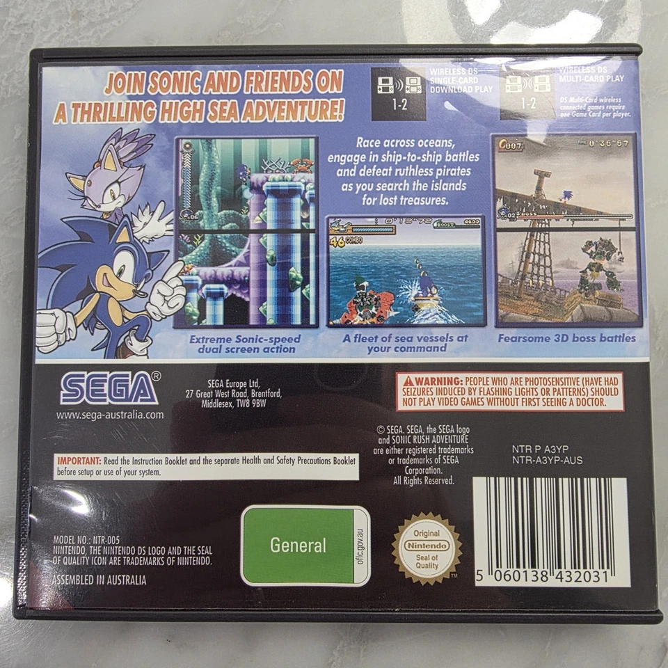 Sonic Rush Adventure Nintendo DS Like New Complete! Game Case Manual Tested - Image 3 of 4