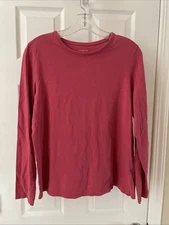 Lands' End Women Sz M Gorgeous Pink Top Round neck Long Sleeves