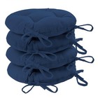 4x Round Garden Chair Seat Cushions Cotton Polyester Filled Outdoor Dining Navy