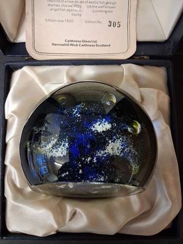 Boxed Ltd. Edition Caithness Etched Tropical Fish Glass Paperweight 305 of 1500 - Picture 3 of 7
