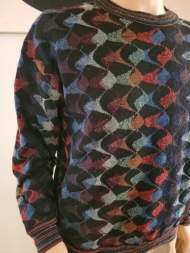 Jhane Barnes Vintage Geometric Wool Blend Mens Sweater Size Large Hong Kong - Picture 2 of 12