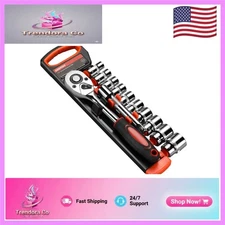 Versatile 12-Piece 1/2 Inch Ratchet Socket Wrench Set in Chrome Vanadium Steel