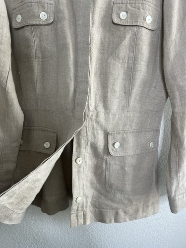 Garnet Hill Damen Leinen Cargo Shirt Jacke Größe 10 neutral minimalistisch Lagenlook - Bild 8 von 11