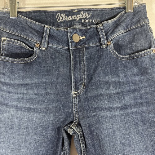 Pantalones de mezclilla Wrangler para mujer 7x34 azul corte bota 09MWZDO vaquero occidental rodeo elásticos - Imagen 3 de 8