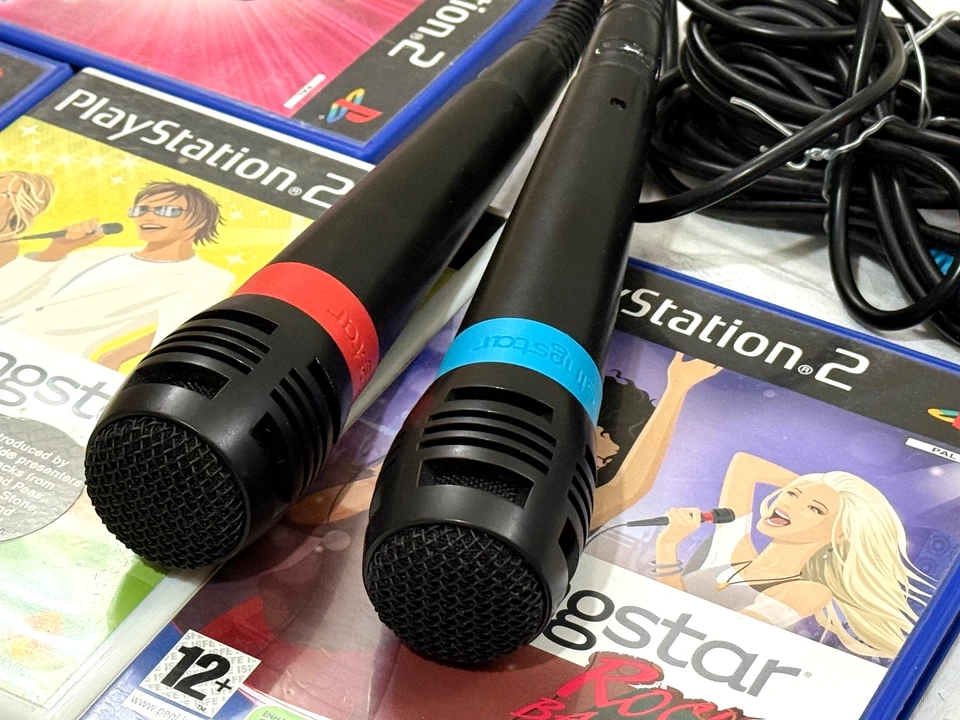 2 PS2 Singstar Microphones Compatible For PS2 PS3 & PS4 microphones only + Games - Image 4 of 4