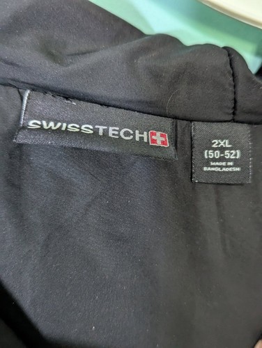Men's Swiss Tech Wind Breaker Jacket Black Zip Up Size 2xl - Picture 8 of 11
