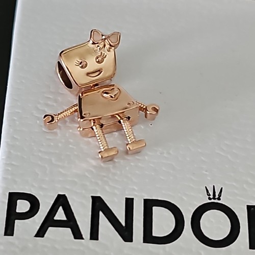 Pandora Rose Gold Bella Bot Robot Pink Flower Girl Charm Rare 787141 Free Post - Picture 3 of 13