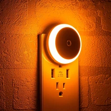 Night Light Plug-in LED Nightlight Dusk to Dawn Sensor Energy 2 Pack Amber