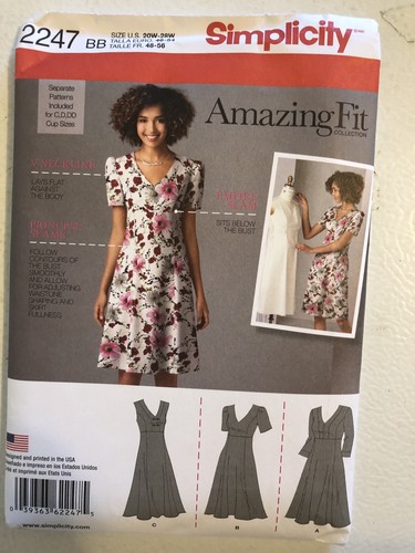 Simplicity Sewing Pattern 2247 Dress Amazing Fit Collection 20W 24W 26W 28W UC - Picture 1 of 4