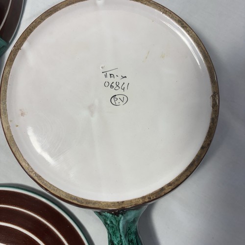 Vintage 1930s Italy P.v Stoneware Casserole Dish, Pot With Lids Green Brown - Picture 7 of 12