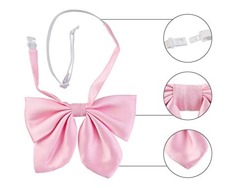 Damen Vorgebunden Einfarbig Schleife Fliege Schuluniform Schleife Einheitsgröße Rosa - Bild 5 von 6