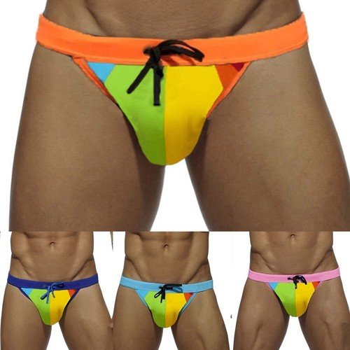 Uomo Sexy Bikini Costume Nuoto Tanga Slip da Bagno Spiaggia Mutande Acceso - Picture 3 of 16