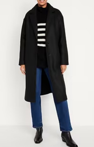 Old Navy Soft Brushed Long Overcoat Black, XL NWT B2 - Picture 4 of 4
