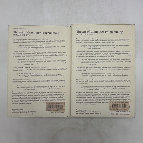 The Art of Computer Programming Vol 1-2 Knuth (Hardcover, 1997-1998) - GOOD - Imagen 2 de 23