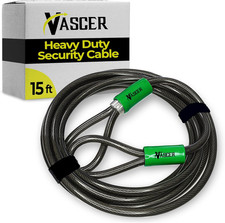 Heavy Duty Security Cable with Loops 15 Feet 3/8 inch Bike Lock Cut Resistant