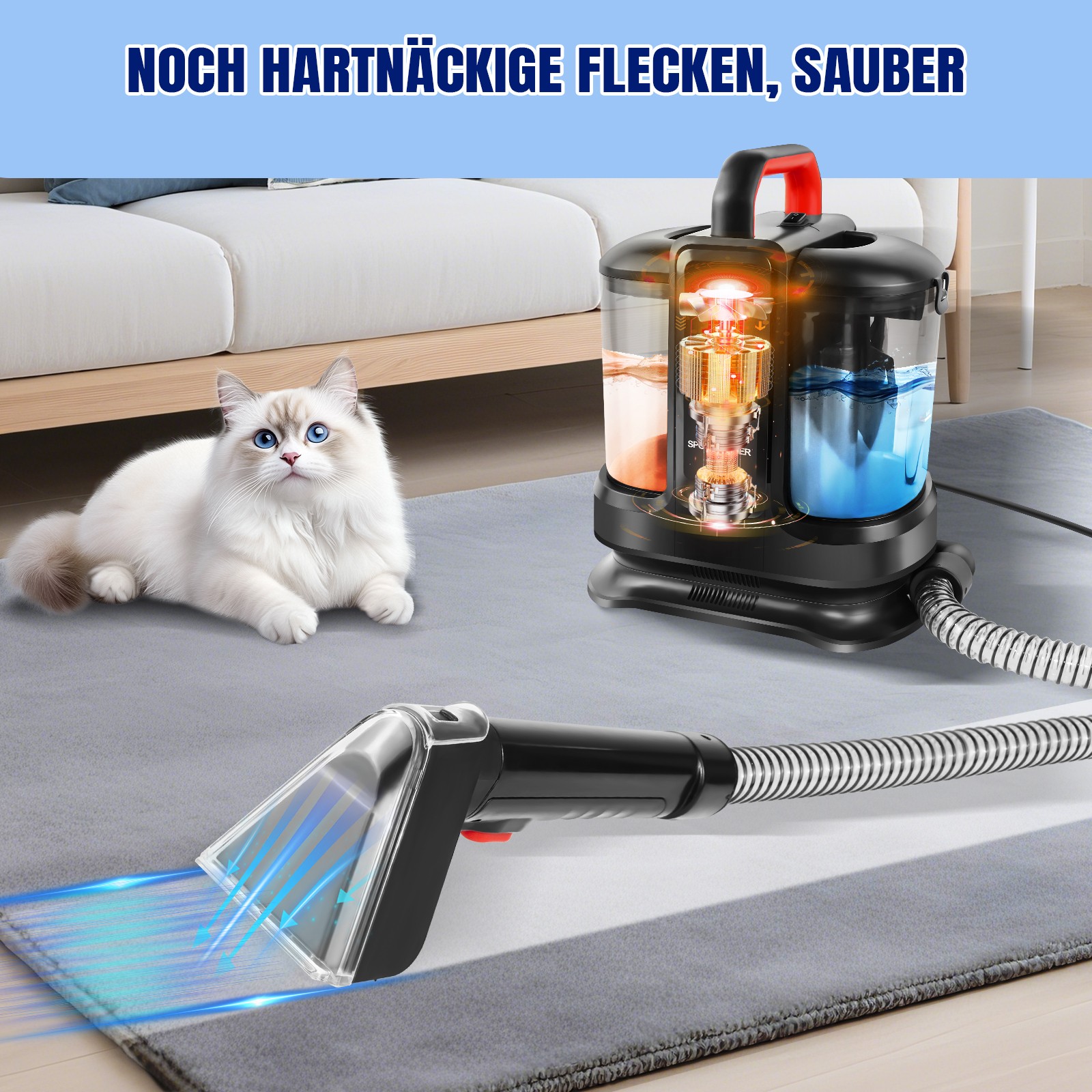 Tragbar Waschsauger Nass Sauger Teppich Polster Reiniger 130KPa 3500W