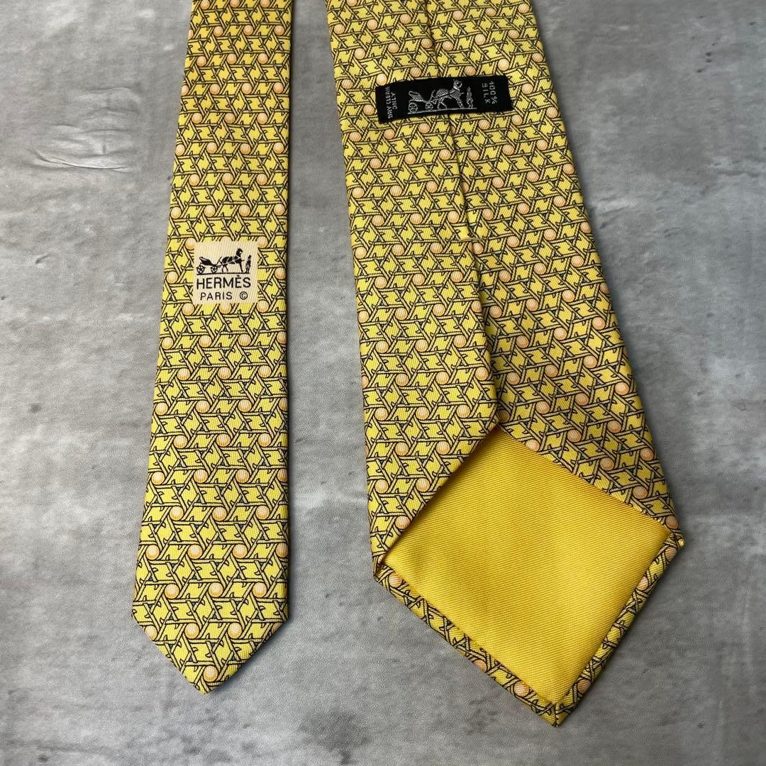 Good Condition HERMES Dot Pattern Checkered Tie Y… - image 6