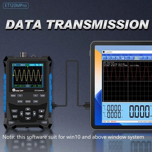 Osciloscopio digital portátil ET120MPro 2 en 1 120 MHz 500 MS/s velocidad de muestreo EE. UU. - Imagen 3 de 21