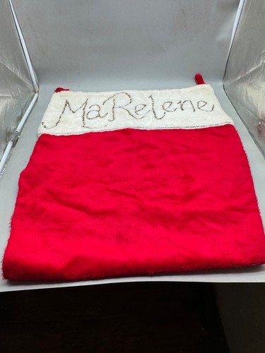Large Personalized Christmas Stocking With "MaRelene" Embroidery In Red & White - Picture 9 of 9