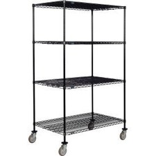 Nexel 4 Shelf Truck Black Epoxy 36""W x 30""D x 60""H Polyurethane Swivel