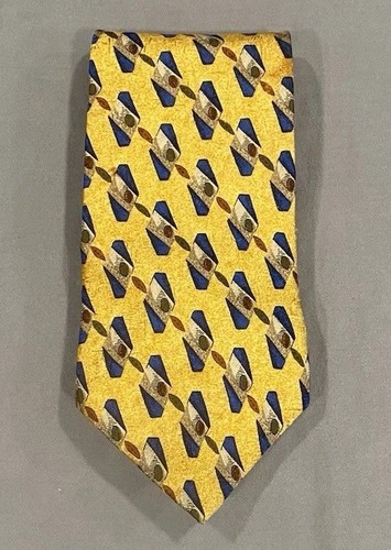 VTG Ferrell Reed Nordstrom Necktie Yellow Silk Geometric Abstract USA Classic - Picture 7 of 8