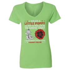 Memorial Day Tribute - I Wear A Little Red Poppy Ladies' V-Neck Tshirt