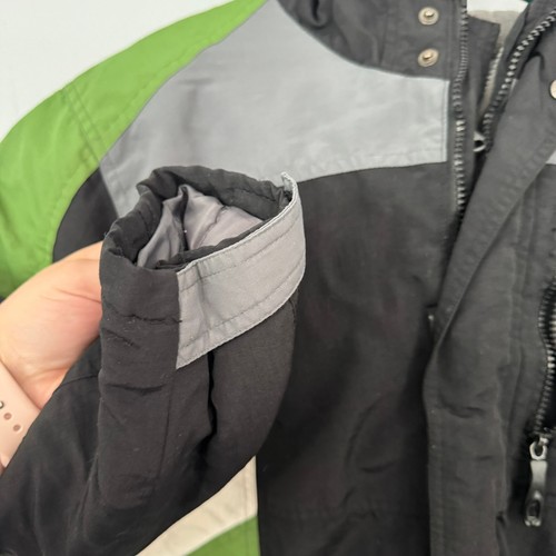Athletech Boys Size Large / 10 - 12 Heavy Winter Coat w/ Hood Green Black Gray - Picture 4 of 14