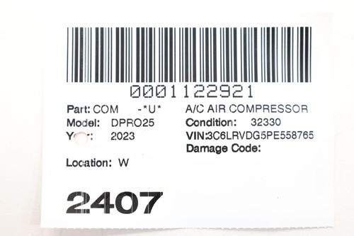 2014- 2025 RAM PROMASTER 2500 3.6L A/C AIR CONDITIONER COMPRESSOR OEM 68149886AC - Picture 13 of 13