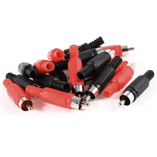 High Performance Black Red Solder Male Adapter for Audio Video (20pcs)