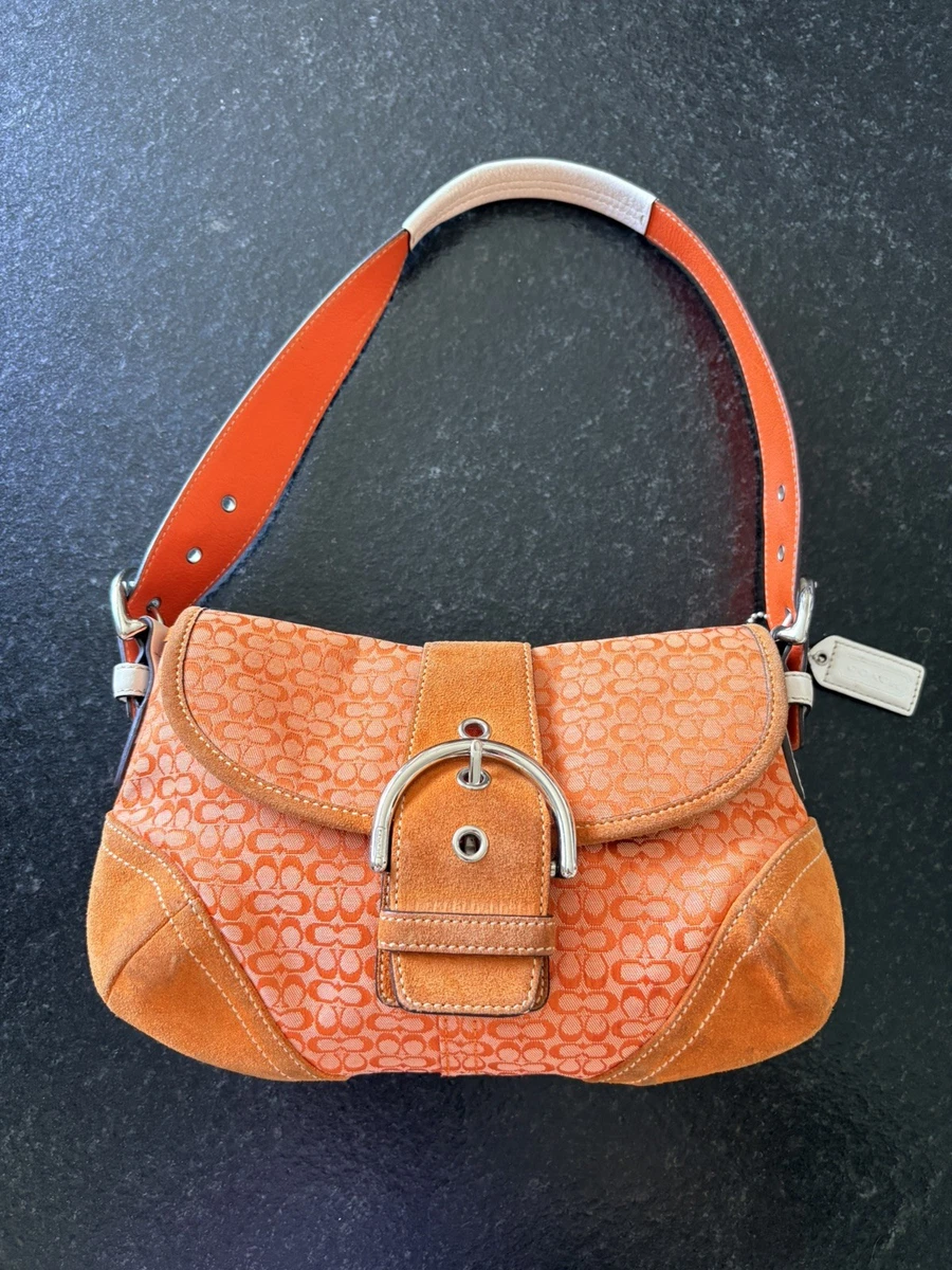 バッグ rare coach soho one shoulder bag orange Coach Women's Suede Exterior Orange Bags & Handbags for Women for