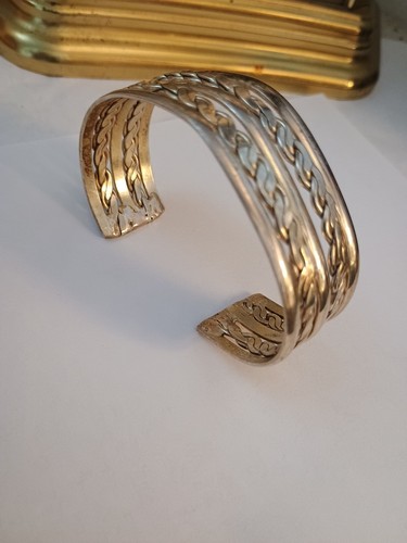 Indianer gedrehtes Sterlingsilber Armband Manschette unsigniert  - Bild 4 von 5