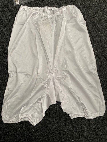 Vintage weiße seidige Slips UK 14 36" Unterhose Shorts langes Bein Höschen Unterwäsche - Bild 2 von 11