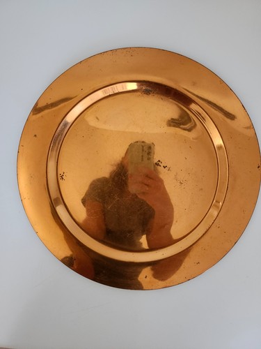 Vintage Solid Copper Platter Plate Decor 12" Wide - Picture 2 of 4