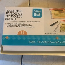 25 Pack Tamper Evident Deposit Bags Pen GearBrand 9x12 Tamper Indicating Bags