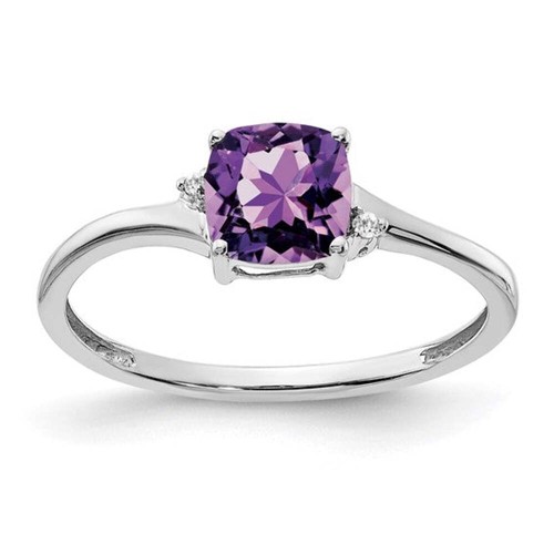 Sterling Silver Cushion Cut 6mm Gemstone And Diamond Rings - Picture 22 of 52