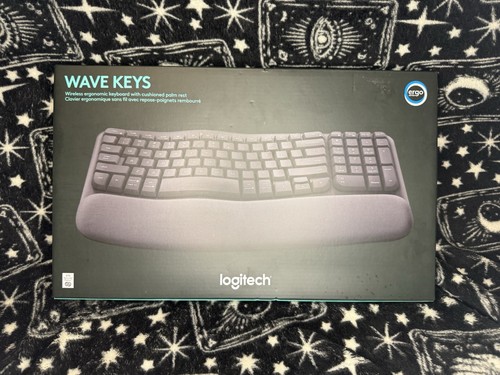 Logitech Wave Keys Ergonomic Wireless Keyboard-Black - Brand New Sealed - Picture 1 of 8